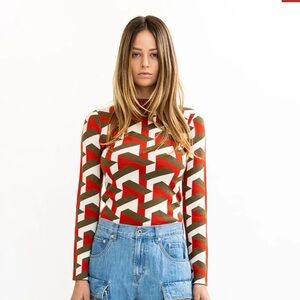 Torn by Ronny Kobo Reine Top- Red and Green Sweater